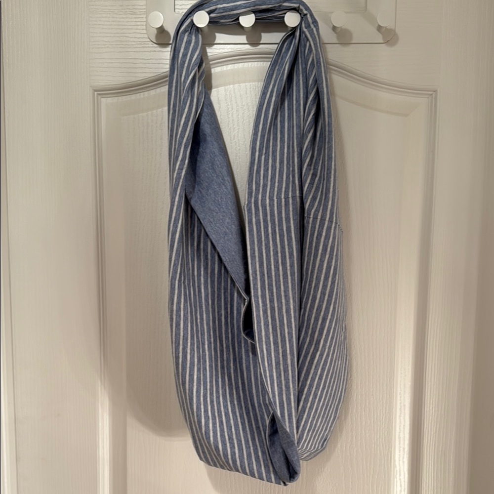 Striped Blue and White Scarf - Reversible